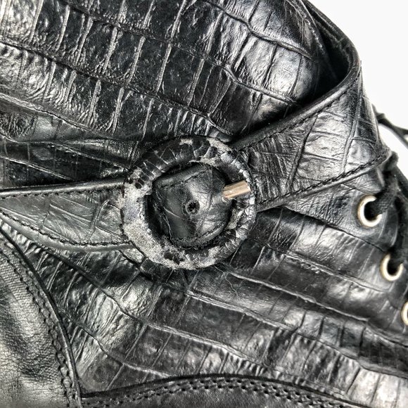 Vtg 80s Embossed Leather Ankle Boots - Picture 6 of 8